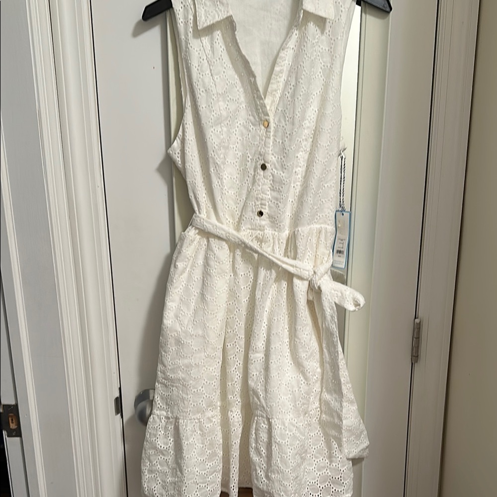 Draper James RSVP  Cream Sleeveless Sundress with Notched Collar